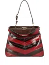 Fendi Peekaboo Soft Medium Two-tone Inlaid Hagfish Leather Bags In Brown