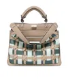 Fendi Peekaboo Soft Small Multicolour Interlaced Leather Bag In Nude