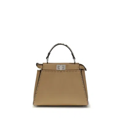 Fendi Peekaboo Top Handle Bag  Beige