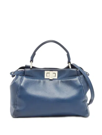 Pre-owned Fendi Peekaboo Tote Bag In Blue