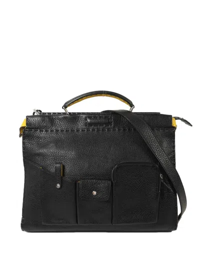Pre-owned Fendi Peekaboo Utility Tote Bag In Black