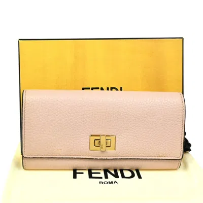 Pre-owned Fendi Peekaboo Wallet Leather Pink Leather Wallets Accessory ()