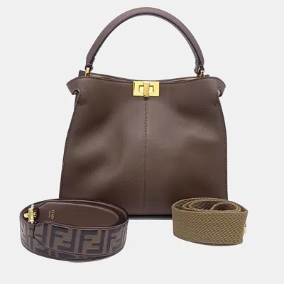 Pre-owned Fendi Peekaboo X Light Medium (8bn310) & Strap In Brown
