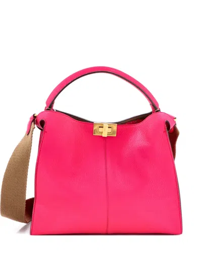 Pre-owned Fendi Peekaboo X-lite Bag Leather Small Satchel In Pink