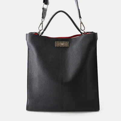 Pre-owned Fendi Peekaboo X-lite Fit 2-way Tote Black Leather