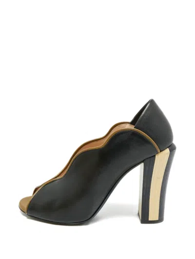 Pre-owned Fendi Peep-toe Heeled Pumps In Black
