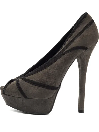 Pre-owned Fendi Peep-toe Pumps In Gray