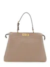 Fendi 'pekaboo Soft Large' Grey Handbag With Twist Lock In Leather Woman