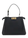 Fendi 'pekaboo Soft Medium' Black Handbag With Twist Lock In Leather Woman