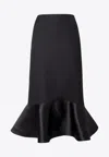 Fendi Peplum Wool And Silk Midi Skirt In Black