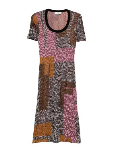 Fendi `peppered Falena` Dress In Multicolor