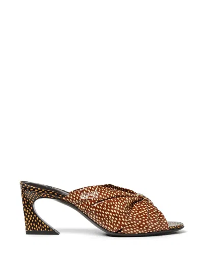 Fendi Peppered Falena-motif Sandals In Brown