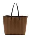Fendi Borsa Shopping Roll Large Motivo Pequin E Ff In Brown