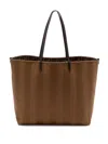 Fendi Borsa Shopping Roll Large Motivo Pequin E Ff In Brown
