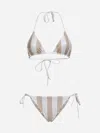 Fendi Beige Lycra Reversible Bikini In Linen,desert Sand