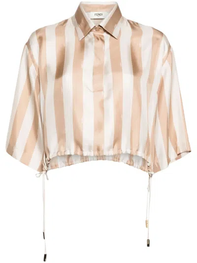 Fendi Pequin Blouse In Nude