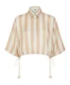 Fendi Pequin Stripes Cropped Shirt In Nude