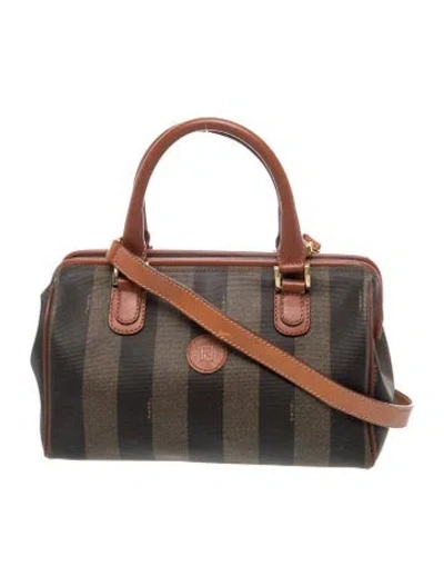 Pre-owned Fendi Pequin Boston In Brown