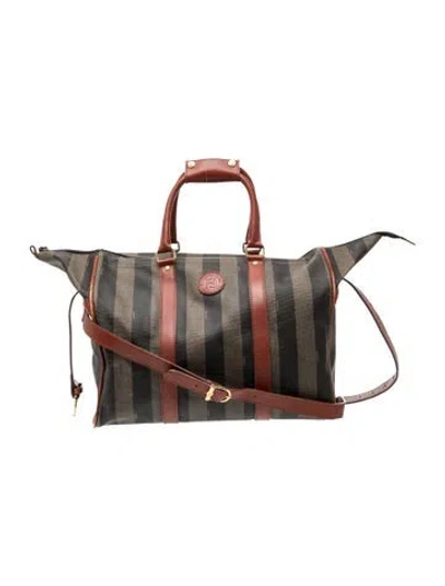 Pre-owned Fendi Pequin Boston Vintage In Black