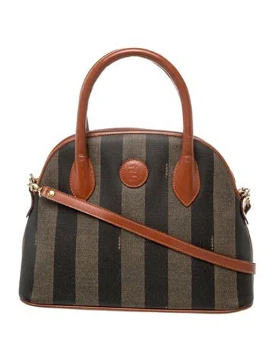 Pre-owned Fendi Pequin Boston Vintage In Brown