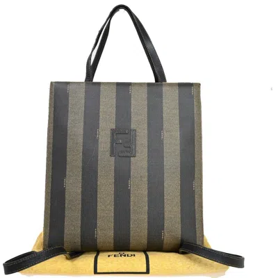 Fendi Pequin Brown Canvas Backpack Bag ()