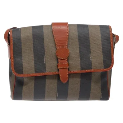Pre-owned Fendi Pequin Brown Canvas Shoulder Bag ()