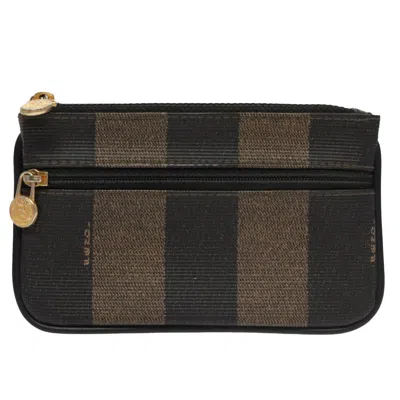 Pre-owned Fendi Pequin Brown Canvas Wallet  ()