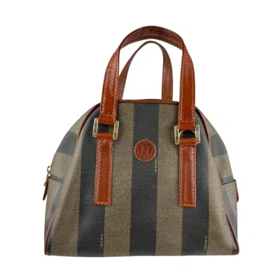 Pre-owned Fendi Pequin Brown Coated Canvas Handbag Shoulder Bag ()
