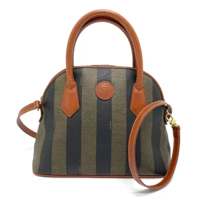Pre-owned Fendi Pequin Brown Pvc Leather Handbag Shoulder Bag ()