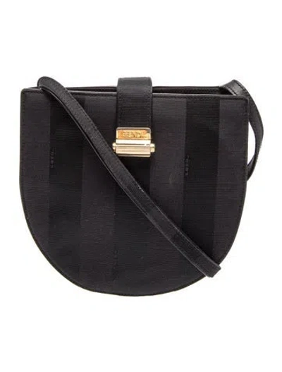 Pre-owned Fendi Pequin Bucket Bag Vintage In Black