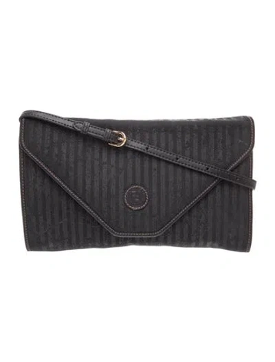 Pre-owned Fendi Pequin Clutch Vintage In Black