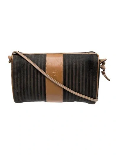 Pre-owned Fendi Pequin Crossbody Bag Vintage In Neutral