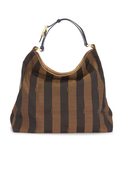 Pre-owned Fendi Pequin Hobo Bag In Brown