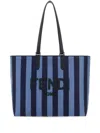 Fendi Men Embroidered Canvas Go To Shopping Bag In Blue