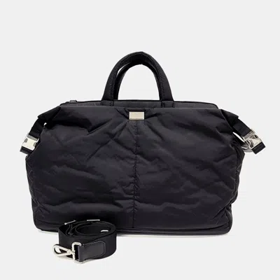 Pre-owned Fendi Pequin Nylon Peekaboo Black Nylon Top Handle Bag