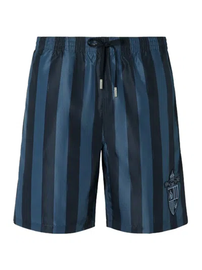 FENDI STRIPED DRAWSTRING SWIM SHORTS