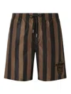 Fendi Printed Polyester Swimming Shorts In Brown