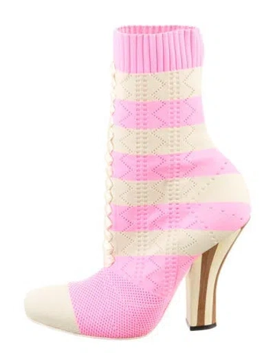 Pre-owned Fendi Pequin Pattern Boots In Pink