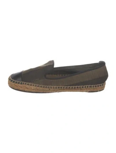 Pre-owned Fendi Pequin Pattern Canvas Espadrilles In Brown