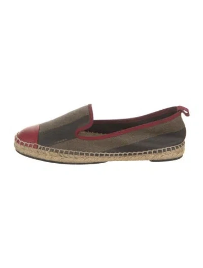 Pre-owned Fendi Pequin Pattern Canvas Espadrilles In Multi
