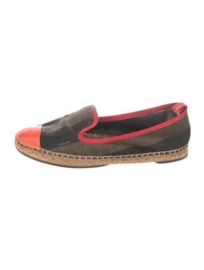 Pre-owned Fendi Pequin Pattern Canvas Espadrilles In Multi