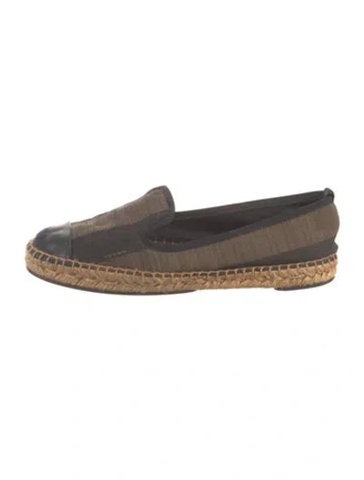 Pre-owned Fendi Pequin Pattern Espadrilles In Brown