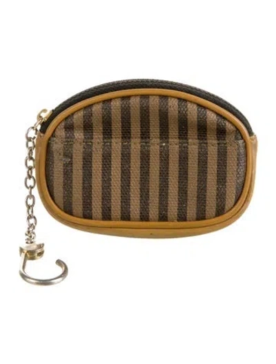 Pre-owned Fendi Pequin Pattern Wallet In Brown