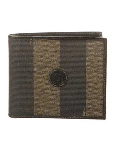 Pre-owned Fendi Pequin Pattern Wallet In Brown