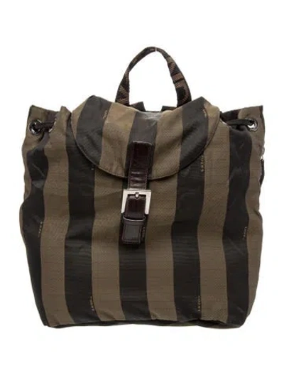 Pre-owned Fendi Pequin Pecan Canvas Backpack In Brown