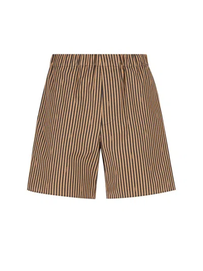 Fendi Pequin Poplin Shorts In Tobacco/brown