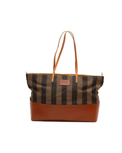 Fendi Pequin Roll Tote Bag In Brown