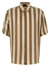 Fendi Striped Short Sleeved Shirt In Brown