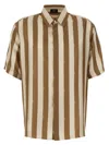Fendi Beige Pequin Silk Shirt In Chantilly/nocciola