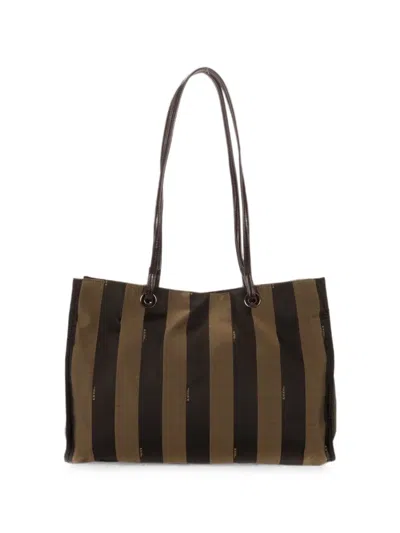 Pre-owned Fendi Pequin Shopper Shoulder Bag In Black